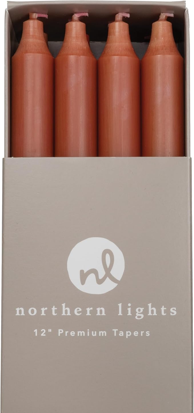 Northern Lights Candles - 12" 12pk Tapers - Terra Cotta - 72799