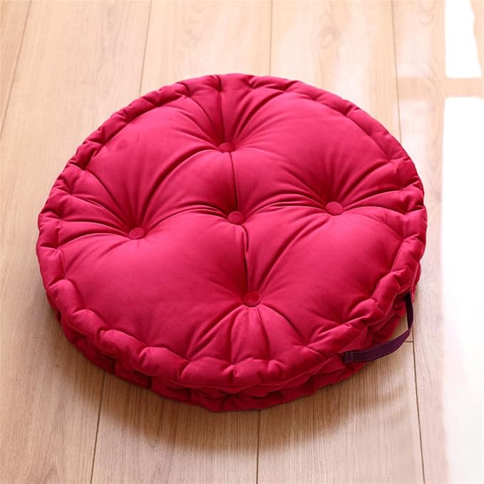 Lifup Large Round Floor Pillow Cushion for Adults, Tufted Plush Cushions with Handle for Classroom Balcony Tatami Living Room Yoga Seating Hot Pink 20"