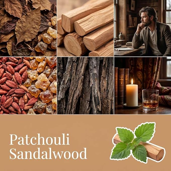 Patchouli Sandalwood Strongly Scented Hand Poured Vegan Wax Melts, 12 Scented Wax Cubes, 6.4 Ounces in 2 x 6-Packs