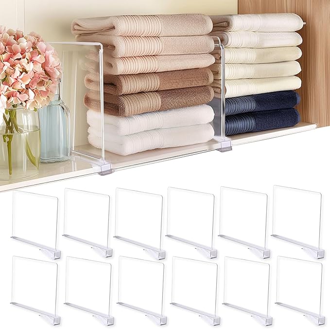 Shelf Dividers for Closet Organization, 12Pcs Closet Purse Organizer Acrylic Shelf Dividers Purse Closet Organizer Closet Dividers for Shelf Clear Shelf Dividers Shelf Separators in Closet (12Pcs)