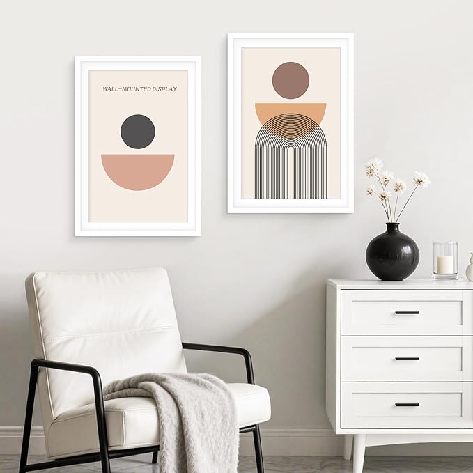 Picrit 13x19 Poster Frame Set of 12, Display Pictures 11 x 17 with Mat or 13 x 19 without Mat, White Wall Gallery Photo Frames Display for Home Decor