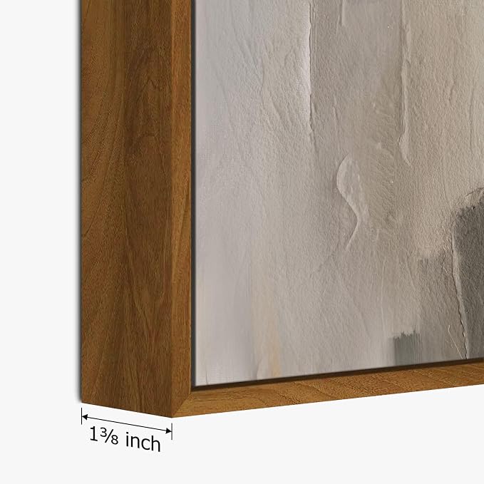 SAFERRYHOME Abstract Neutral Framed Canvas Wall Art, Minimalist Wall Decor Art Print, Modern Gray Brown Pastel Walls Painting Watercolor Artwork for Living Room, Bedroom, Dining Room, Office, 24"x36"x3