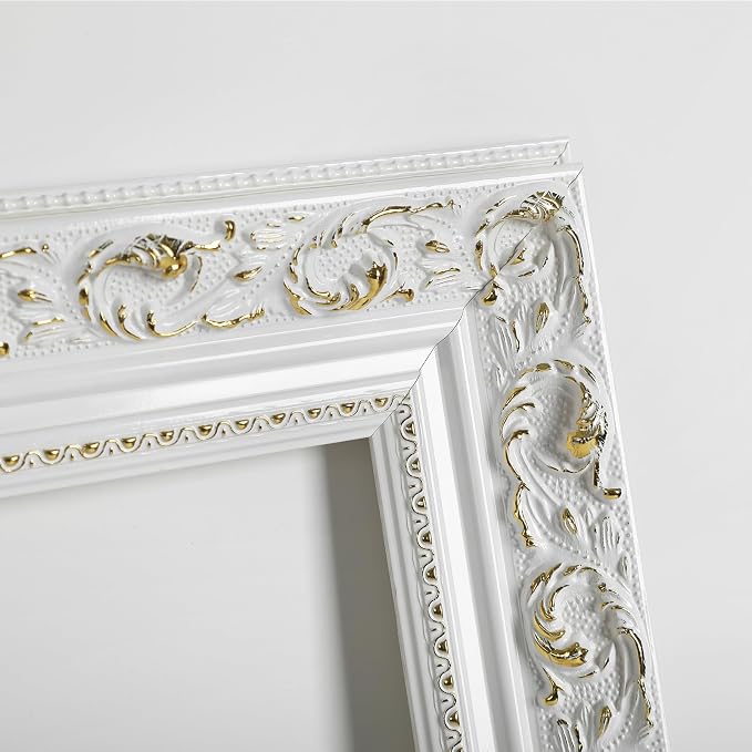 Ornate Canvas Frame for 20x30 Oil Paintings, DIY Wood Open Back Frame for Rustic Farmhouse Modern Home Decor, No Backboard & Cover, White Empty Frame for Fine Art Sunset Sunrise Landscape
