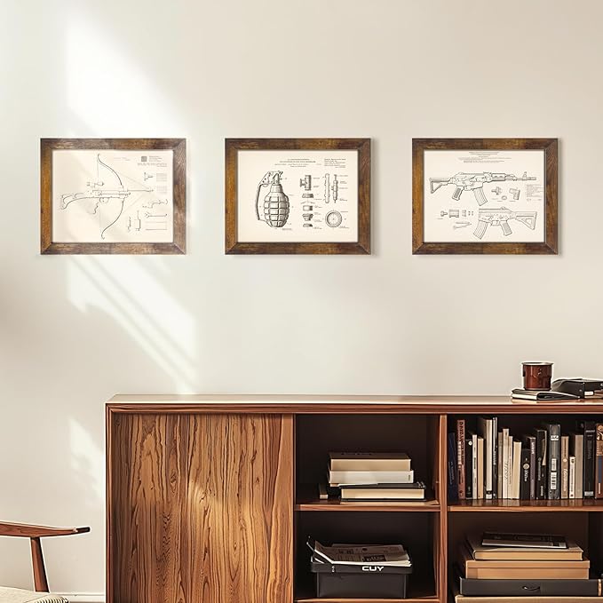 PETAFLOP Wooden 8.5x11 Picture Frame Rustic Certificate Frames Wall Tabletop Display Horizontally or Vertically, 7 Pack