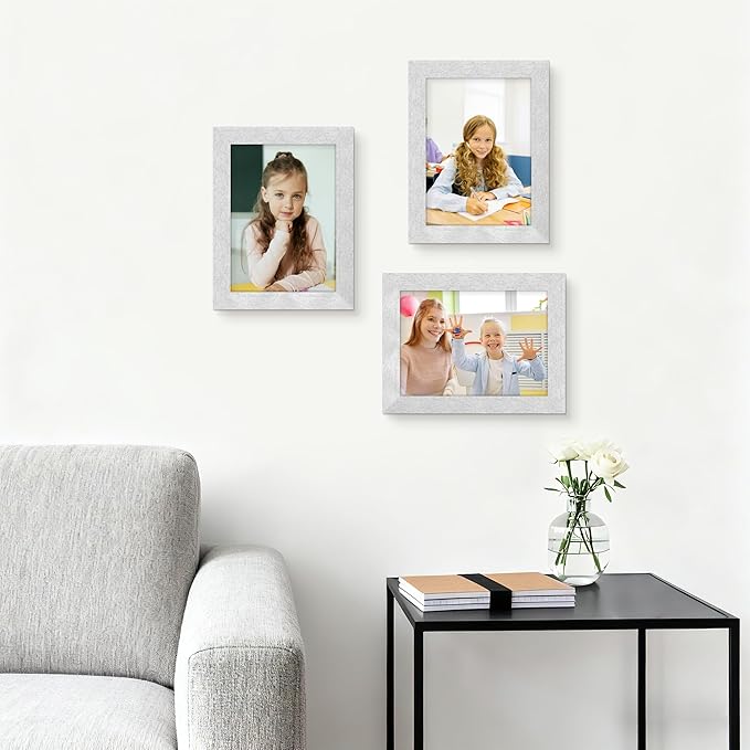 Picrit 5x7 Picture Frame Set of 12, Display 4x6 with Mat or 5x7 without Mat, Photo Frames for Wall Mounting or Table Top Display, Silver