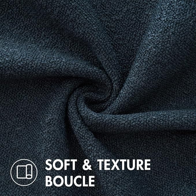 MIULEE 22x22 Inch Decorative Euro Sham Pillow Covers for Couch Bed Set of 2 Textured Boucle Neutral Throw Pillow Covers Navy Blue Accent Solid Pillowcases Sofa Living Room Home Decor