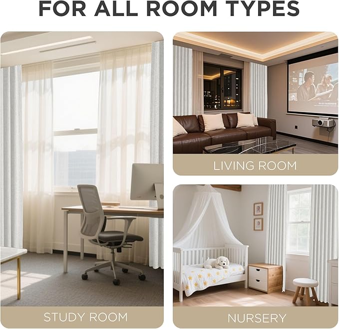 Joydeco Blackout Curtains for Bedroom - 84 Inch Long 100% Light Blocking 2 Panels Set White Drapes, Thermal Insulated Room Darkening Curtains, Linen Textured for Living Room, Rod Pocket & Back Tabs