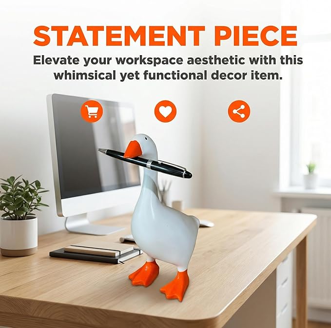 7 Inch Desk Goose Statue – Cute Resin Desktop Goose Figurine for Desk Decor, for Holidays and Housewarming
