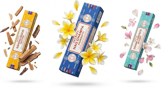 Satya Sai Baba Nag Champa Agarbatti, 250gms Hand Rolled Fine Quality Incense Sticks for Purification, Relaxation, Positivity, Yoga, Meditation (NC250 Pack of 3 -Divine)