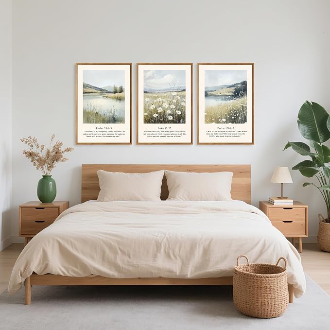 TOARTi Large Framed Christian Scripture Wildflowers Canvas Wall Art,Modern Natural Landscape Bible Verse Wall Decor, Inspirational Religious Art Prints for Living Room Bedroom Office-24”x35”x3