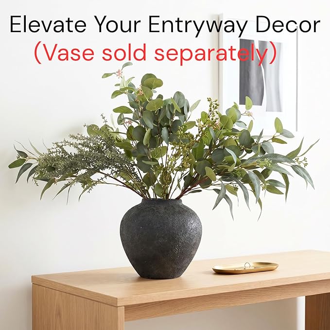 Large Eucalyptus Centerpieces for Table Decor, Long Artificial Greenery Stems Arrangement, Real Touch Silk Branches for Coffee Table, Dining Kitchen Island & Farmhouse Home Decor, 30 Inches Tall