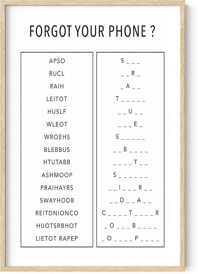 HAUS AND HUES Funny Bathroom Decor & Signs | Beige Framed Unscramble Wall Art, Black and White Guest Bathroom Humor Sign, Modern Powder Room Decor | 24"x36"