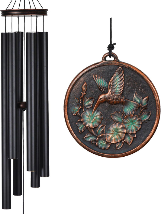 Vanquer Large Wind Chimes for Outside Deep Tone - 46'' Wind Chimes Outdoor Clearance, Windchimes Outdoors, Hummingbird Wind Chime,Sympathy Gift, Patio, Home Décor, Vintage Black (46" Hummingbird)