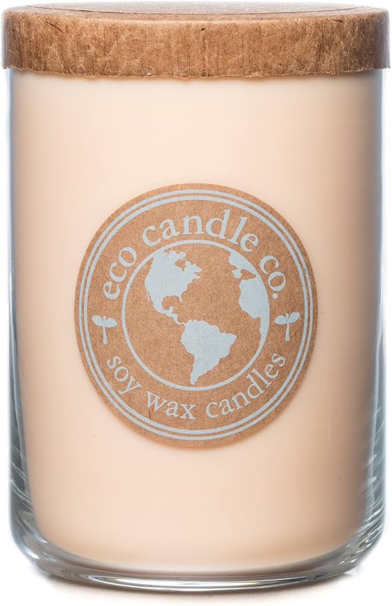 Eco Candle Co. Recycled Candle, Beach House, 26 oz. - Scents of Melons & Ocean Air - 100% Soy Wax, No Lead, Kraft Paper Label & Lid, Hand Poured, Phthalate Free
