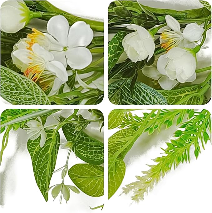 20 Inch Wreaths for Front Door, Spring Summer Flower Wreath - White Pear Blossoms Artificial Flowers for Easter, Home Decor, Farmhouse Wall, Porch, Front Door Decorations