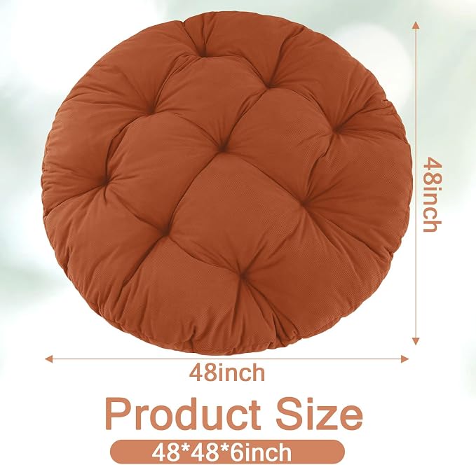 idee-home Papasan Chair Cushion, Circle Papasan Chair Cushion(Cushion Only) | Papasan Cushion with Thick Corduroy Cover, 48 x 48 Inch Cushion for Egg Chair, Orange