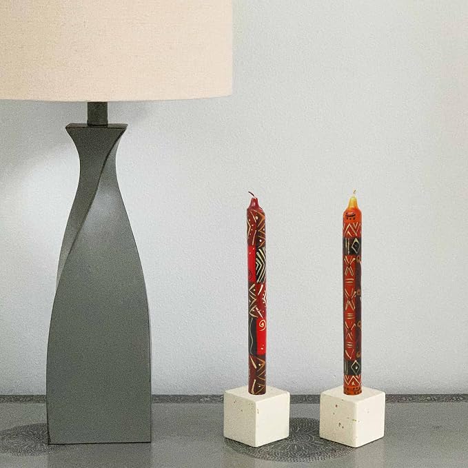 Set of Three Boxed Tall Hand-Painted Candles - Bongazi African Design - Nobunto Candles