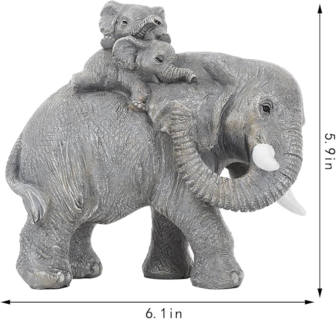 Good Luck Decorations Elephant Gifts for Women,Unique Figurines Decor for The Home, Room,Bathroom,Bedroom,Classroom Shelf Décor (Gray)