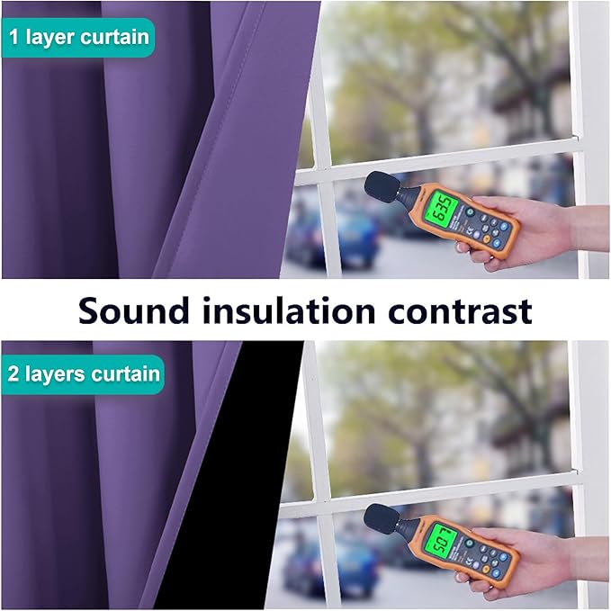 NICETOWN Lilac Purple Full Shade Curtain Panels, Pair of Energy Smart & Noise Blocking Out Blackout Drapes for Dining Room Window, Thermal Insulated Guest Room Lined Window Dressing, 70 x 84 inch