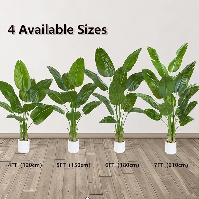 Bird of Paradise Artificial Tree, 6Ft Tall Faux Plant, Fake Banana Leaf Plant Indoor, Faux Palm Tree Faux Floor Plants Tropical Tree in Pot, Present for Friend Housewarming Decor