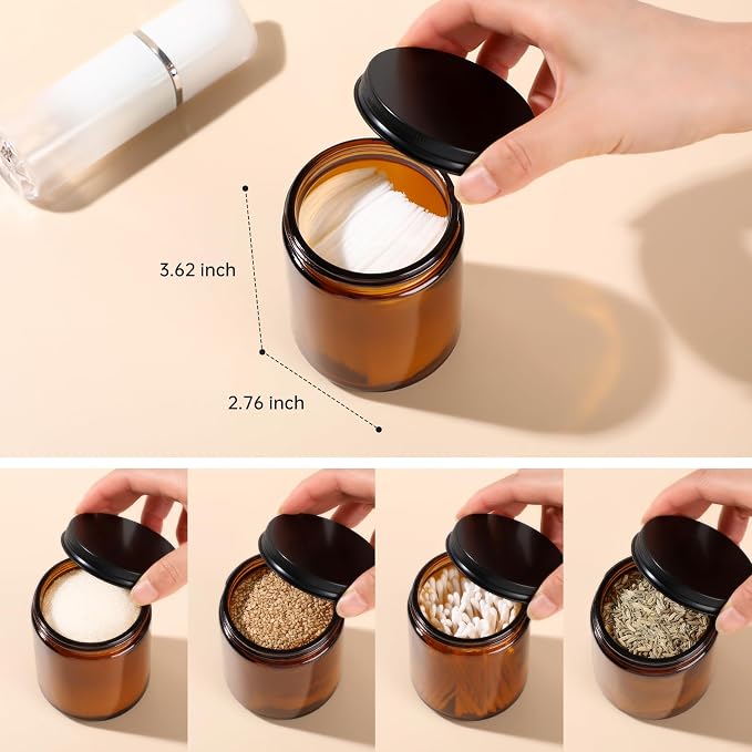 GIVAMEIHF 8oz Amber Glass Jars with Lids (30 Pack) - Empty Candle Jars for making candles,Cosmetic Jar,Amber Cntainers with Lids for Lotions,Creams,Spices