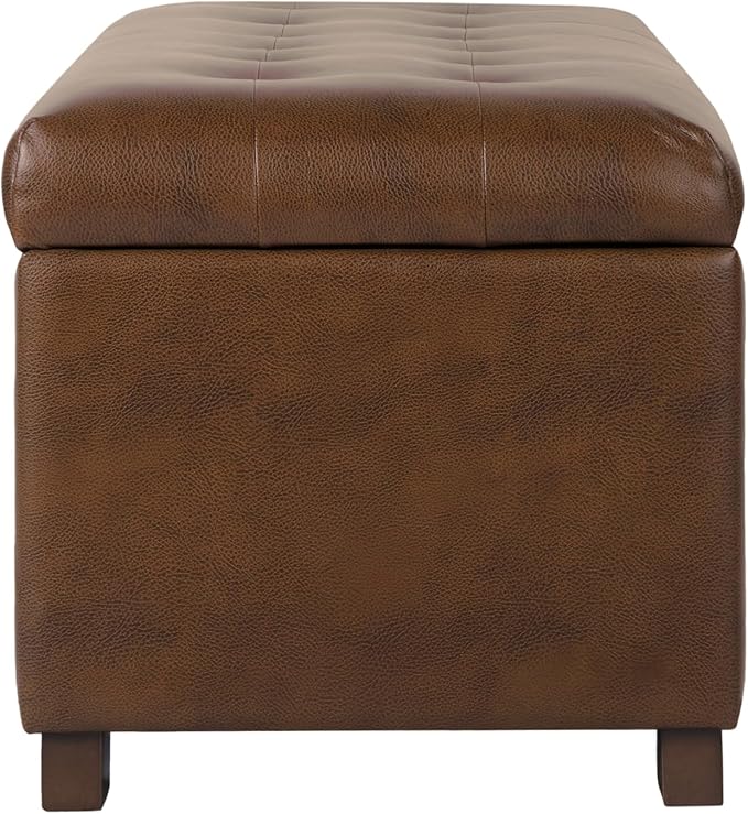 HomePop 46" Tufted Storage Bench - Antique Brown