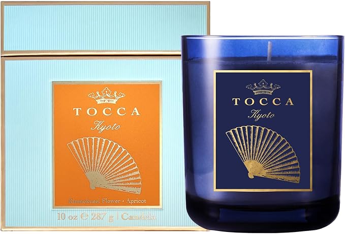 TOCCA Kyoto 10oz Candle - Kinmokusei Flower & Apricot Scented, Hand Poured Soy-Wax Blend with 100% Cotton Wick, 60 Hour Burn Time
