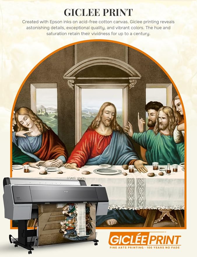 DECORARTS - The Last Supper by Leonardo Da Vinci Giclee Reproduction, Giclee Print on Acid-Free Cotton Canvas with Matching White Solid Wood Frame