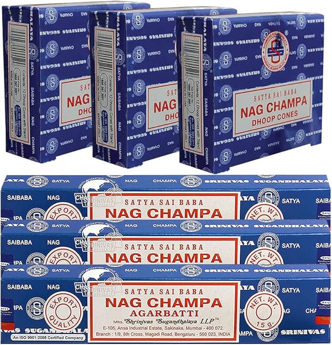 Nag Champa Incense Sticks and Nagchampa Incense Cone Variety Pack Bundle Insence-Sticks Insence Insense Insiensos