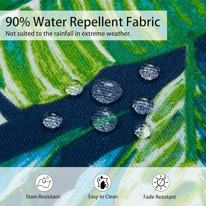 Magpie Fabrics Patio Pillow with Insert 18"x18", Set of 2, Fade-Resistant Outdoor Indoor Cushion Decorative Throw Pillow Decoration for Couch Garden Furniture - Green Lagoon Leaves