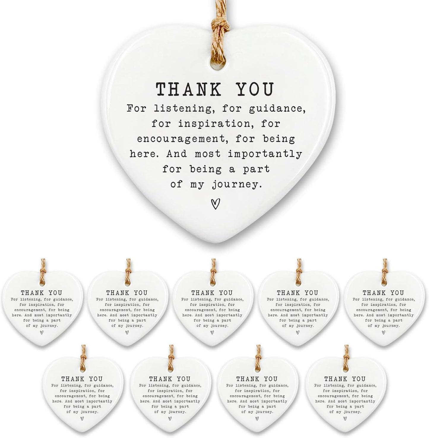 Thank You Appreciation Gifts for Women Men - 10 Pcs for Coworkers, Teacher, Friend, Boss - Leaving Job, Goodbye Farewell Grateful Decoration Heart Shape Keepsake