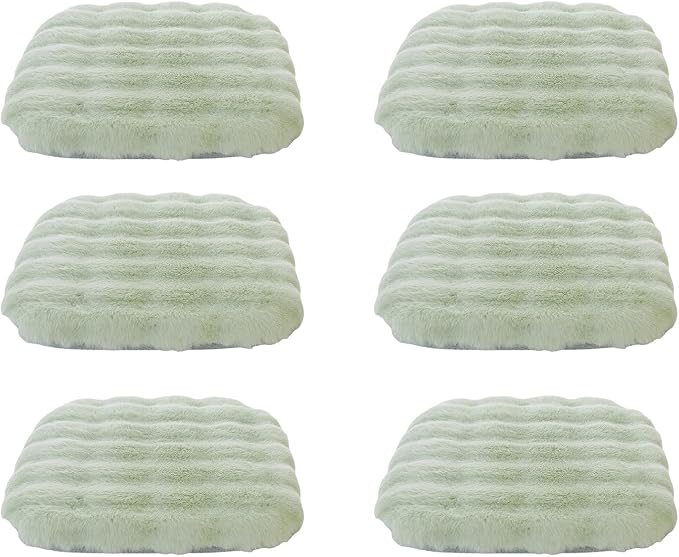 Lifup 6 Pack Square Chair Pads Memory Foam Seat Cushion Soft Cozy Plush Non Slip Thick Pad with Ties and Removable Cover for Dining Room, Office Green 14 x 14 Inch