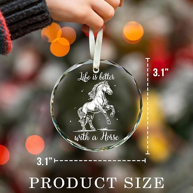 Horse Glass Ornament – Horse Christmas Ornaments for Tree, Unique Horse Gifts for Women, Horse Themed Gifts, for Horse Lovers, Horses Ornaments for Christmas Tree