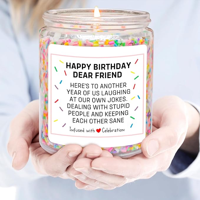 Homsolver Birthday Gifts for Women Men, Friendship Gift for Friends, Unique Christmas Female Coworker, Bestie, Happy Birthday Vanilla Cream Candles