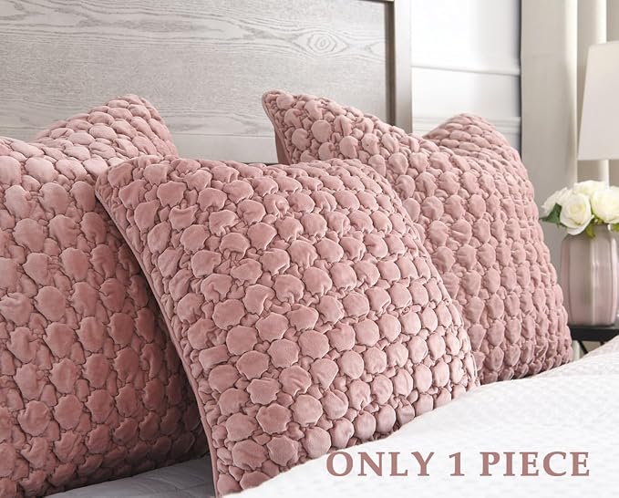 Pillow Cover 24x24 1 Piece Velvet Euro Sham Decorative Farmhouse Pillowcase Boho Square Cushion Covers Soft Bubble Texture for Couch Sofa Bed Bedroom Car Living Room，Pink