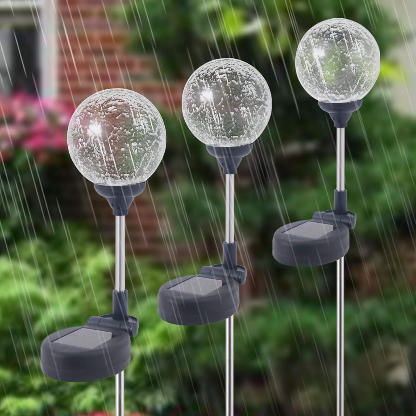 6 Pack Decorative Solar Powered Outdoor Garden Stake Glass Ball Lights for Yard,Color Changing Solar Lawn Globe Lights Waterproof Decor for Christmas Decoration Gift for Mom Wife Friend