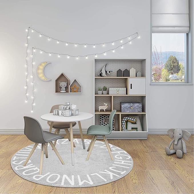 Topotdor Round Kids Play Rug Alphabet Nursery Area Rug Extra Large Soft Crawling Play Mat for Children Toddlers Bedroom (96 inch, Grey)