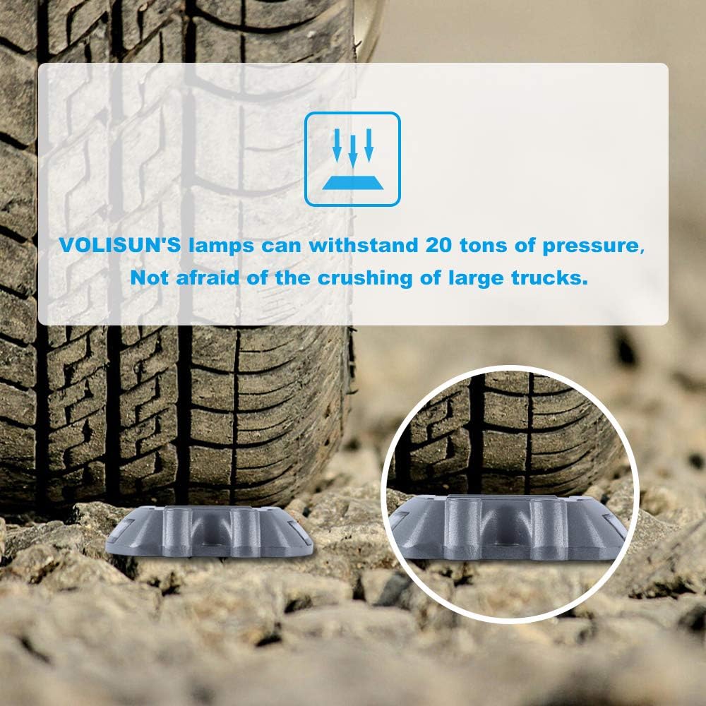 VOLISUN Solar Deck Lights, 20-Pack Led IP67 Waterproof Outdoor Warning Step Lights for Driveway, Sidewalk, Garden Pathway, Yard (White)