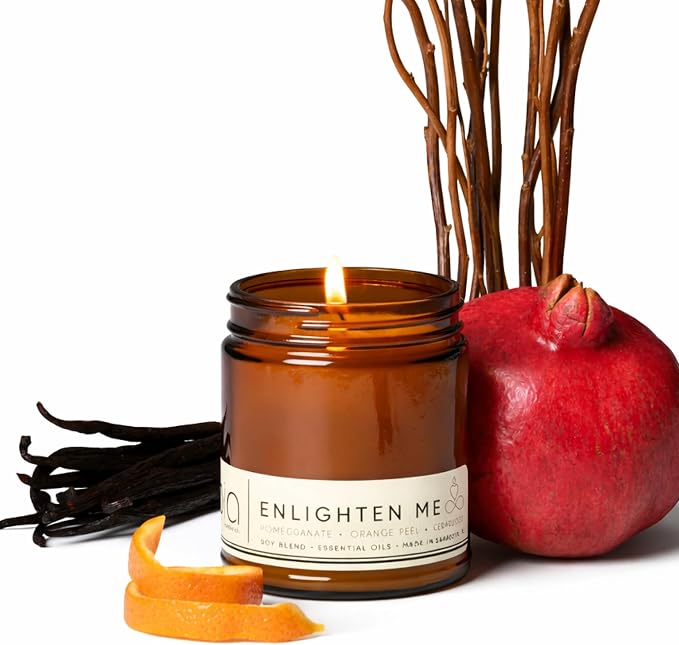 Enlighten Me, Pineapple Pomegranate Cedar Soy Candle, Vanilla Orange, Perfume-Inspired, Hand Poured USA, High Fragrance Load, Lead-Free Wick, Mood Lifting Candle, 7 oz