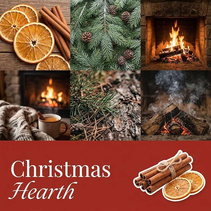 Christmas Hearth Strongly Scented Hand Poured Vegan Wax Melts, 12 Scented Wax Cubes, 6.4 Ounces in 2 x 6-Packs