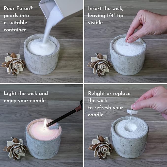 Foton Pearled Candle 9lb - Bulk Lavender Love Scented Non Toxic Luxury Long Lasting Powder Candles - Refillable Candle Sand with 100 Wicks for Candle Making