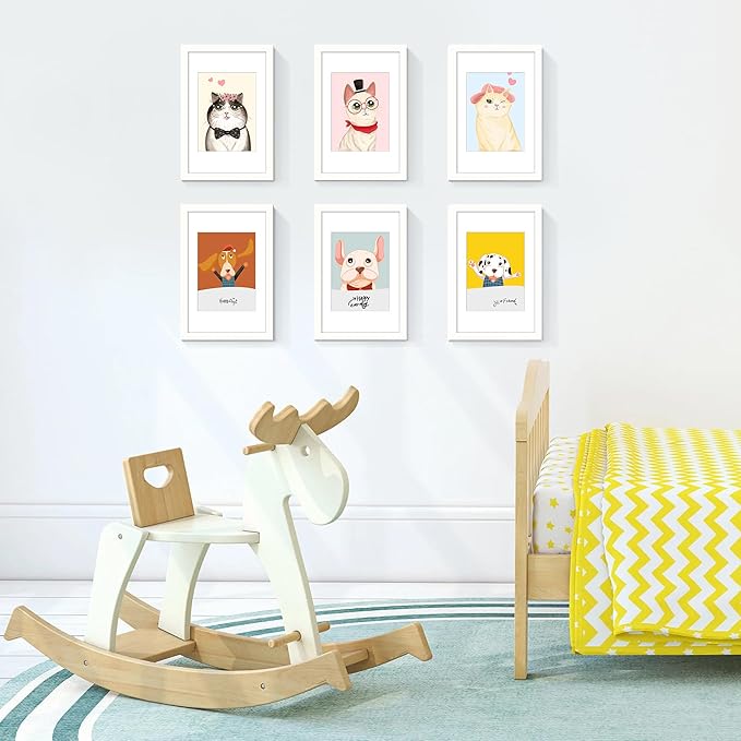 upsimples 8x12 Picture Frame, Display Pictures 6x8 with Mat or 8x12 Without, Wall Hanging Photo Frames, White, 1 Pack