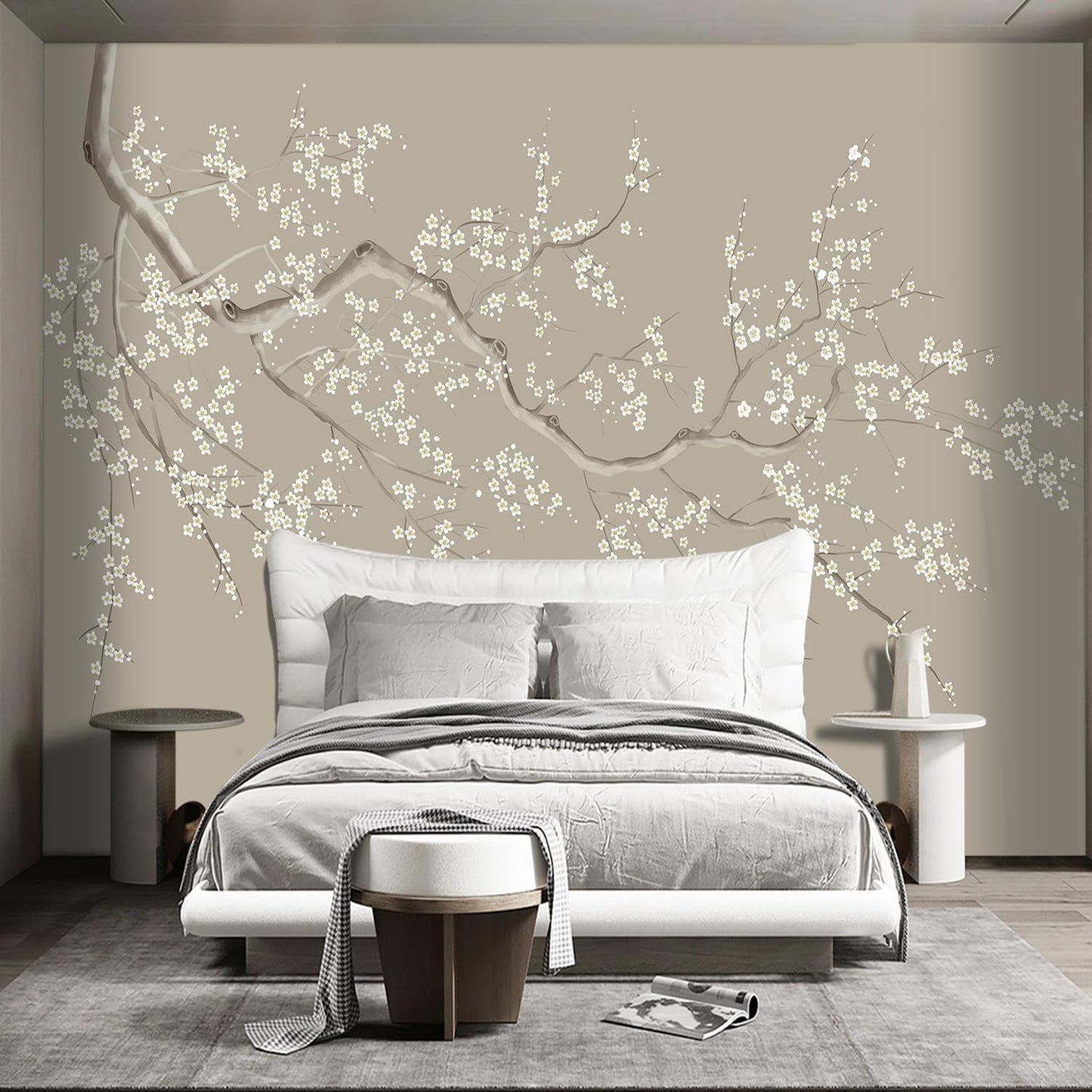 Chinese Style Plum Flower wallpeper Living Room Bedroom Office Wall Mural - W91 xH65（Not Peel and Stick）