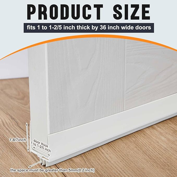 Pickmesh 2 Pcs 36 Inch Adjustable Storm Door Bottom Sweep for Door Seal 1 to 1-2/5 inch Replacement Parts Under Draft Stopper Weather Stripping Threshold Seal (White)