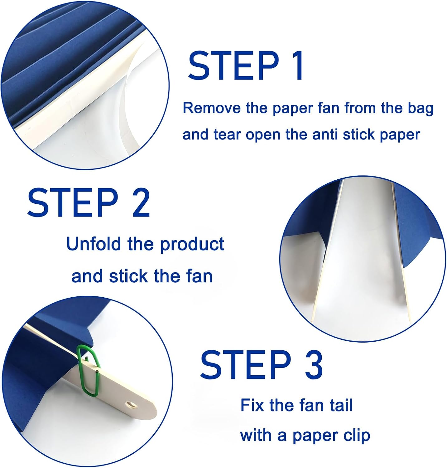 BARTHEW Blue Birthday Decorations,DIY Blue Paper Fans Hanging Decoration ,Party Decorations for Adults 16in, Royal Blue Birthday Decorations,Baby Shower Decorations 30 Color DIY Set (Navy Blue)