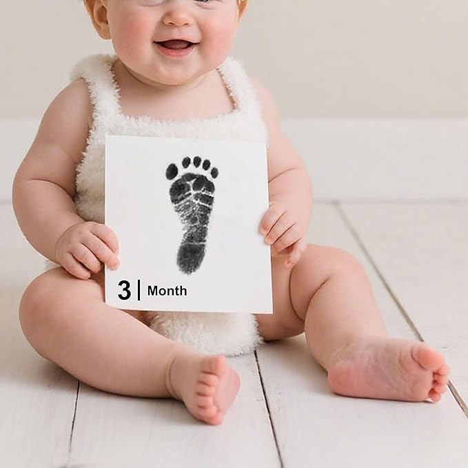 Baby Inkless Milestone Cards Hand Casting Kit Ink Print Hand and Footprint Kit Dog or Cat Pet Paw Print Kit Baby Newborn Footprint Kit Photo Album Keepsake Book Feet Stamp (Green Gift Box + Album)