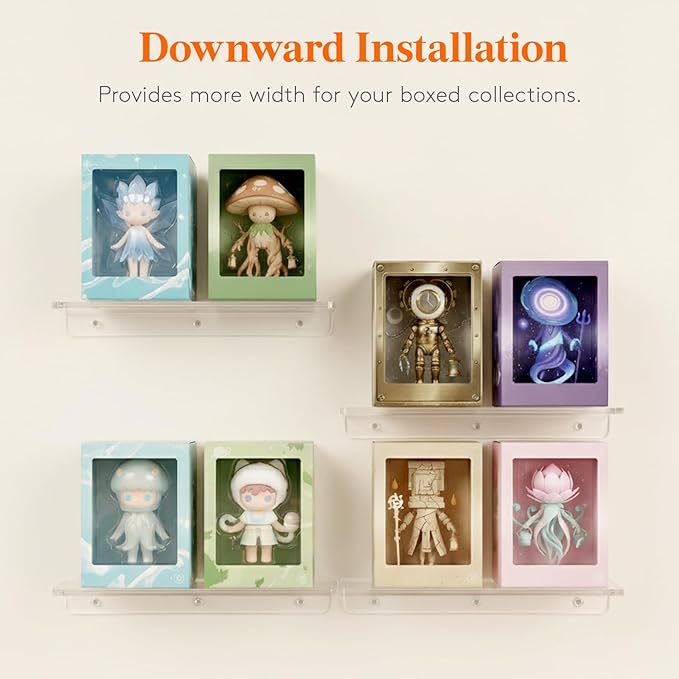 Lifewit Floating Shelves for Bathroom, Acrylic Wall Organizer for Perfume, Makeup, Figures, Nail Polish, Photo, Book, 14" Decor Display Rack for Nursery, Living Room, Bedroom, Kitchen, Clear, 4 Pack