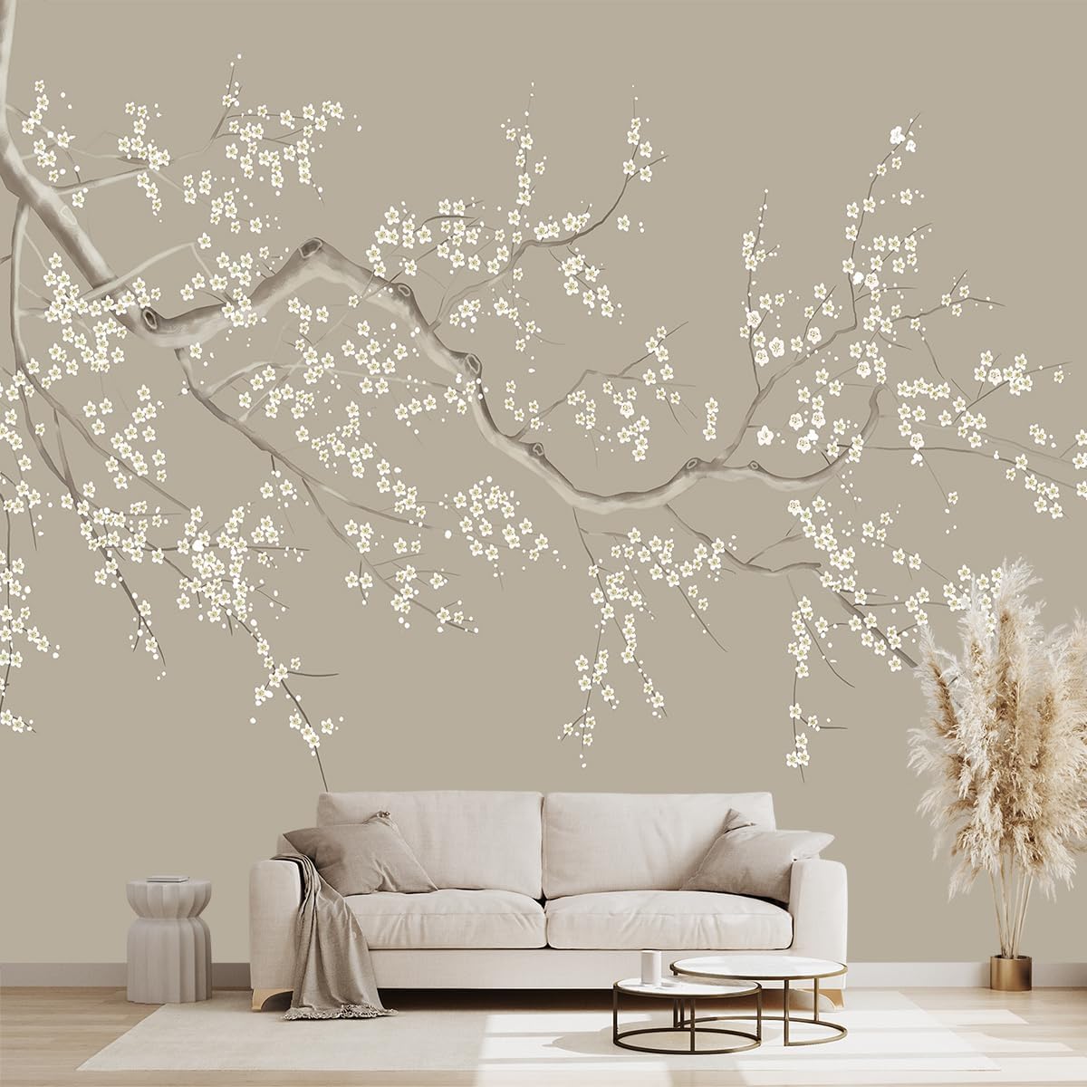 Chinese Style Plum Flower wallpeper Living Room Bedroom Office Wall Mural - 137"x96"（Not Peel and Stick）