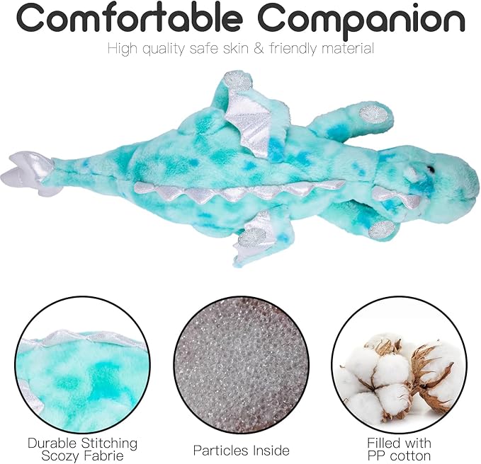 ARELUX Giant 50in 3Lb Big Colorful Green Dragon Large Stuffed Animals Cute Plush Toy Fuzzy Jumbo Teal Marble Dinosaur Pillow Plushies Cuddly Soft Green Pterosaur Plushie for Friends