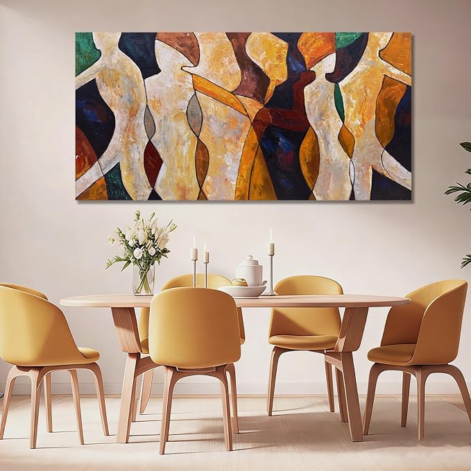 Hue7Art Modern Abstract Canvas Wall Art Colorful Contemporary Figurative Painting Minimalist Poster for Living Room Bedroom Office Above Sofa Wall Decor 29x58 Inch